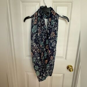 Beach Floral Navy Infinity Scarf